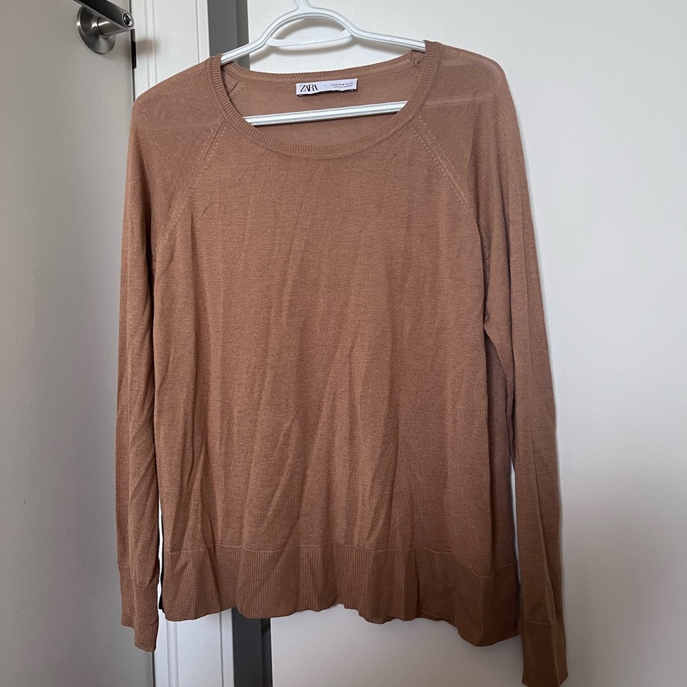 Zara Tan Long Sleeve Blouse